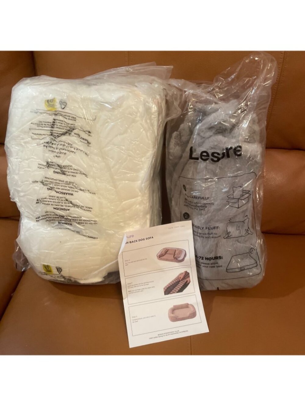 NWT LE SURE Cute Cozy High Back Orthopedic Dog Beds Large Sized Dog,35" Grey - Picture 4 of 7
